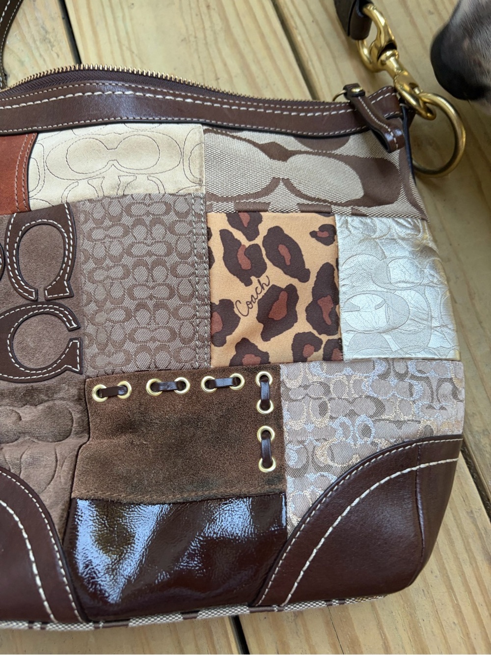 Coach Patchwork Brown Multi-Color Women’s Shoulder Bag - Picture 13 of 15